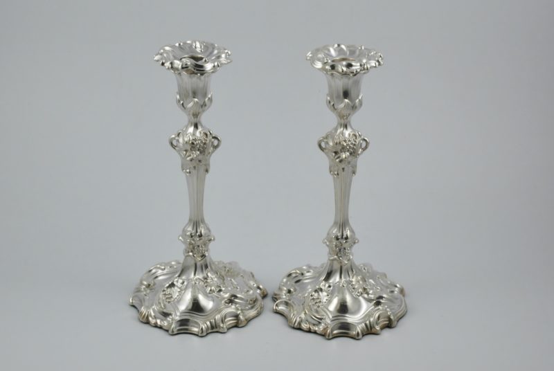 Pair of Victorian silver candlesticks marked for Sheffield 1838 by William Allanson & Co.
