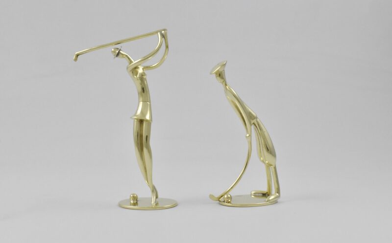 Pair of Austrian Art Deco brass golfers by Hagenauer, circa 1940 and marked ‘MADE IN AUSTRIA’