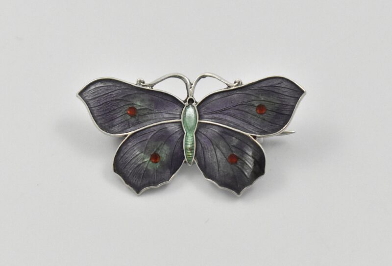 Silver and enamel butterfly brooch marked for Birmingham 1917 by J Aitkin & Son.