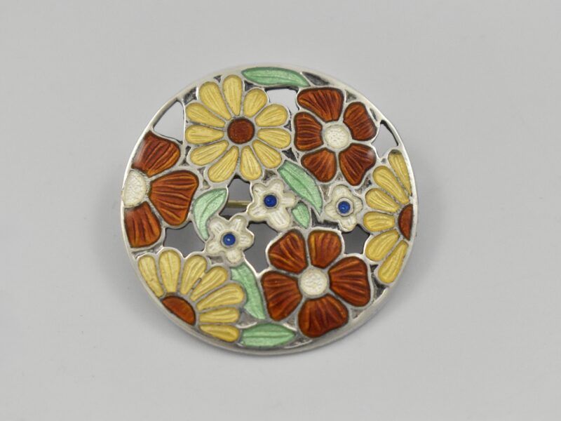Silver and enamel brooch marked for Birmingham 1945 by A H Darby & Son.