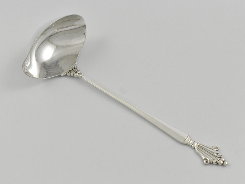 Georg Jensen ‘925’ silver ‘Acanthus pattern’ sauce ladle with marks used since 1945.