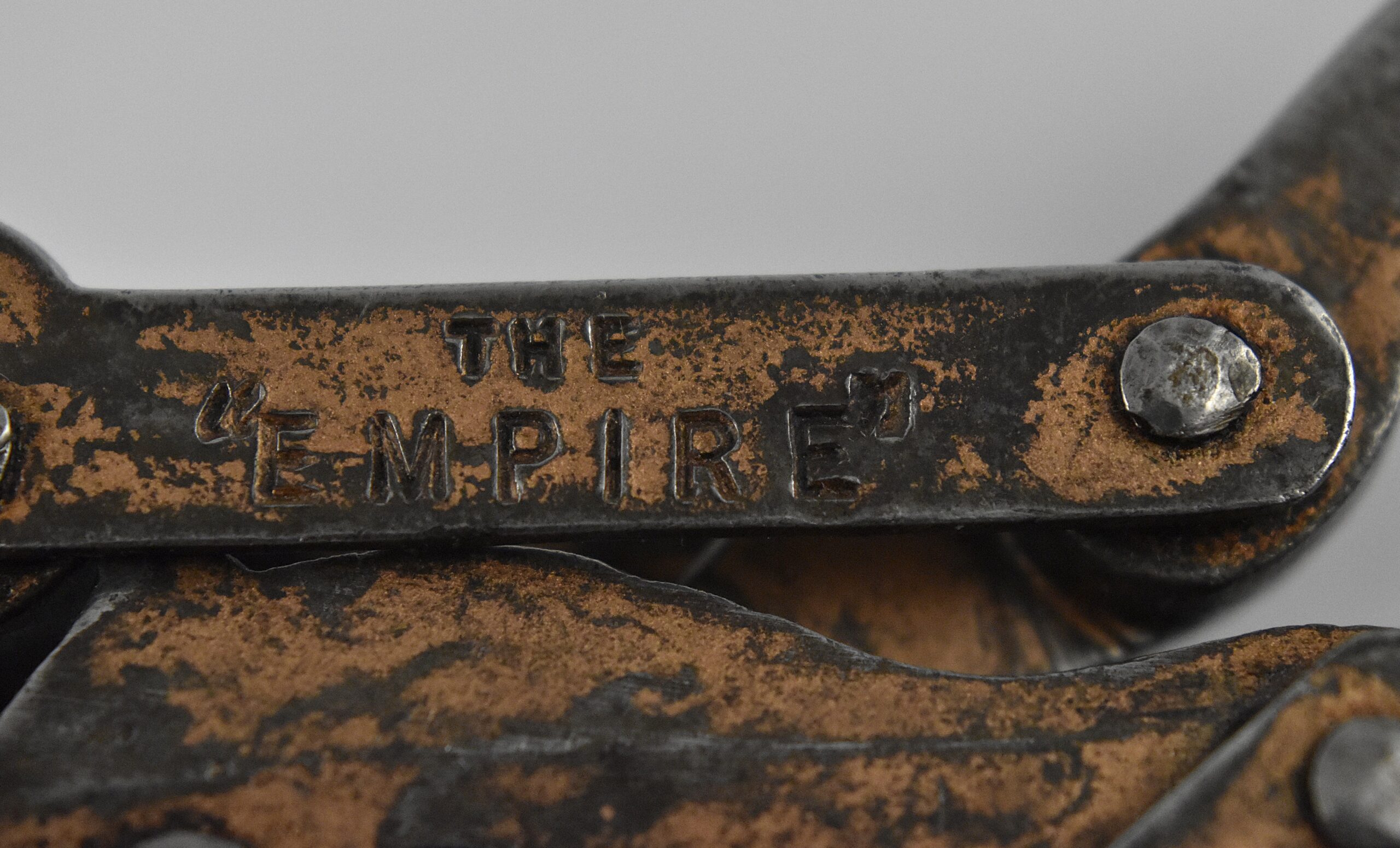 A rare English all steel, gold painted double lever corkscrew known as ‘The Empire’. This example marked “THE EMPIRE” and “J. HEELEY & SONS PATENT” on both sides. - Image 4