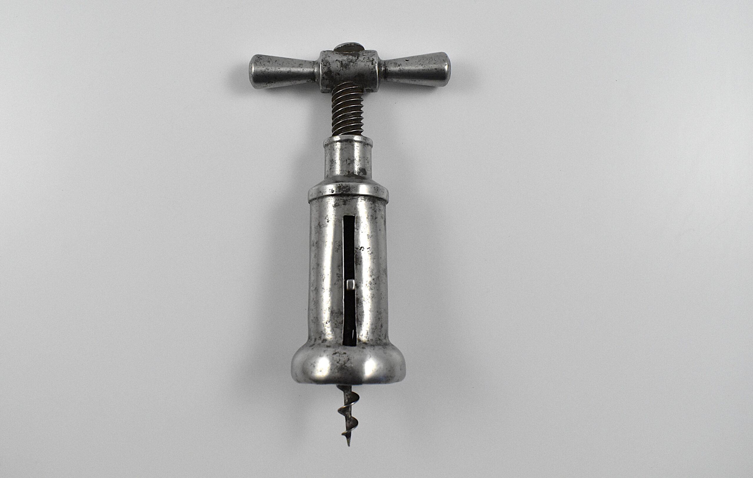 An Italian steel slotted closed barrel frame corkscrew marked “F TONELLI PARMA". - Image 2