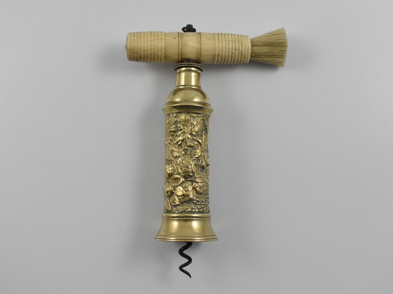 A rare and magnificent brass “Thomason” “Harvest barrel” or “Autumnal Fruits” corkscrew.