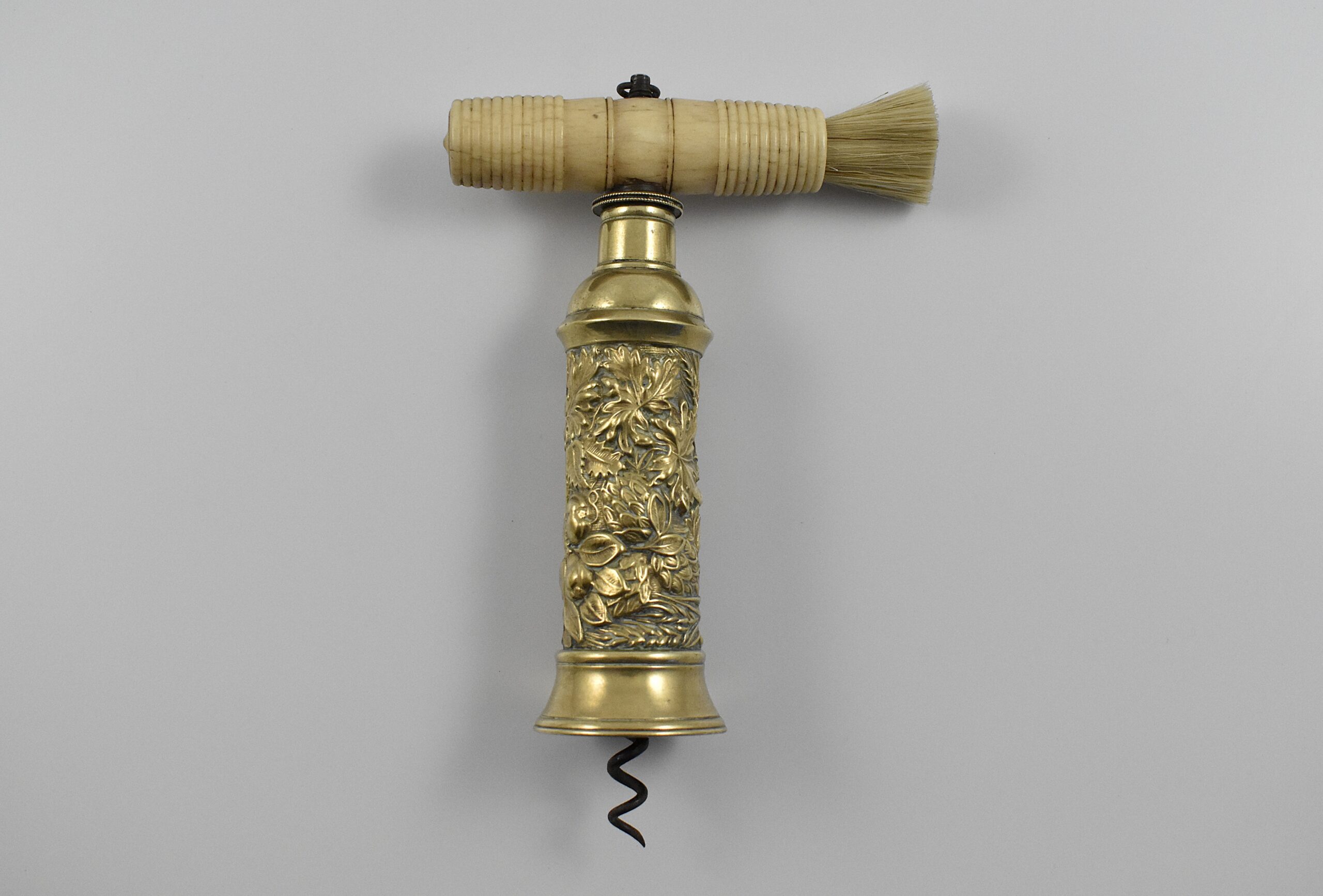 A rare and magnificent brass “Thomason” “Harvest barrel” or “Autumnal Fruits” corkscrew.